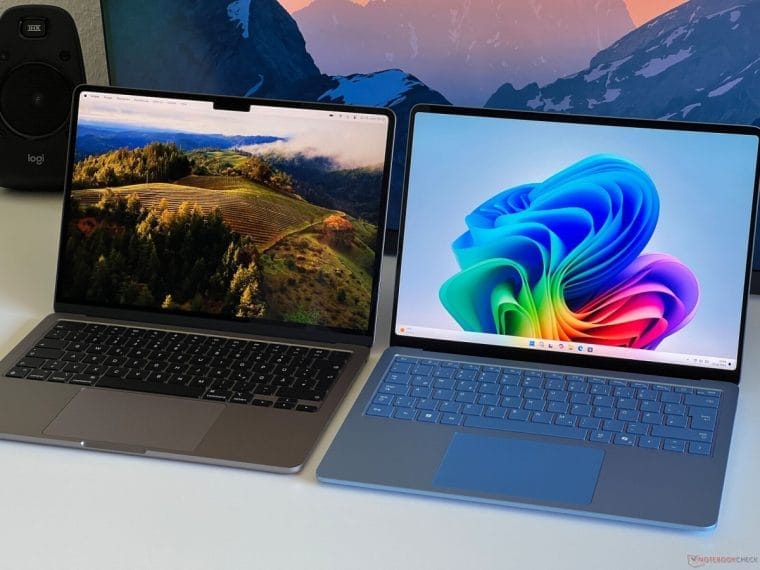 MacBook Air and Surface Laptop 7 laptops compared on one table