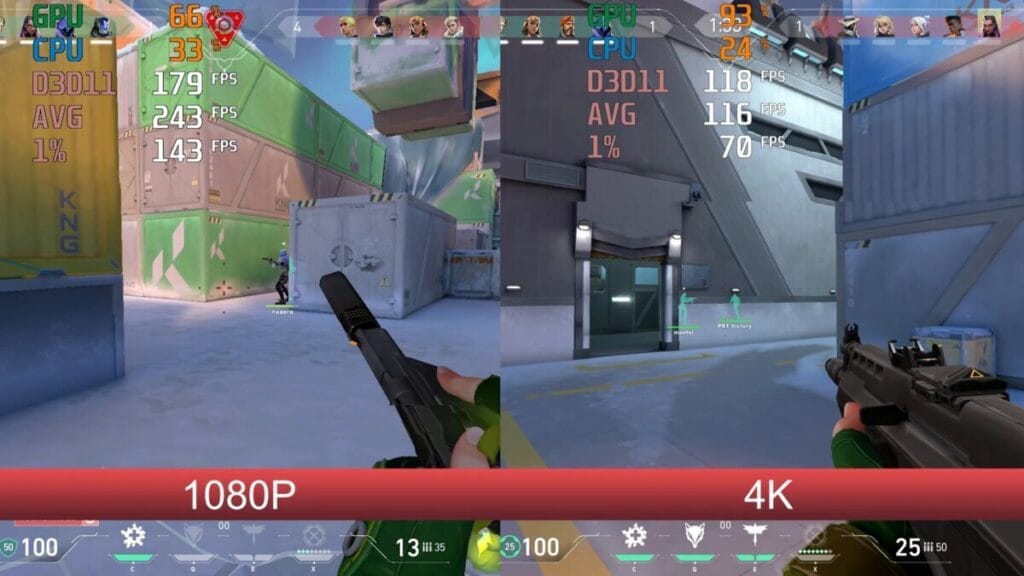 Comparing FPS at 1080p and 4K in a first-person shooter