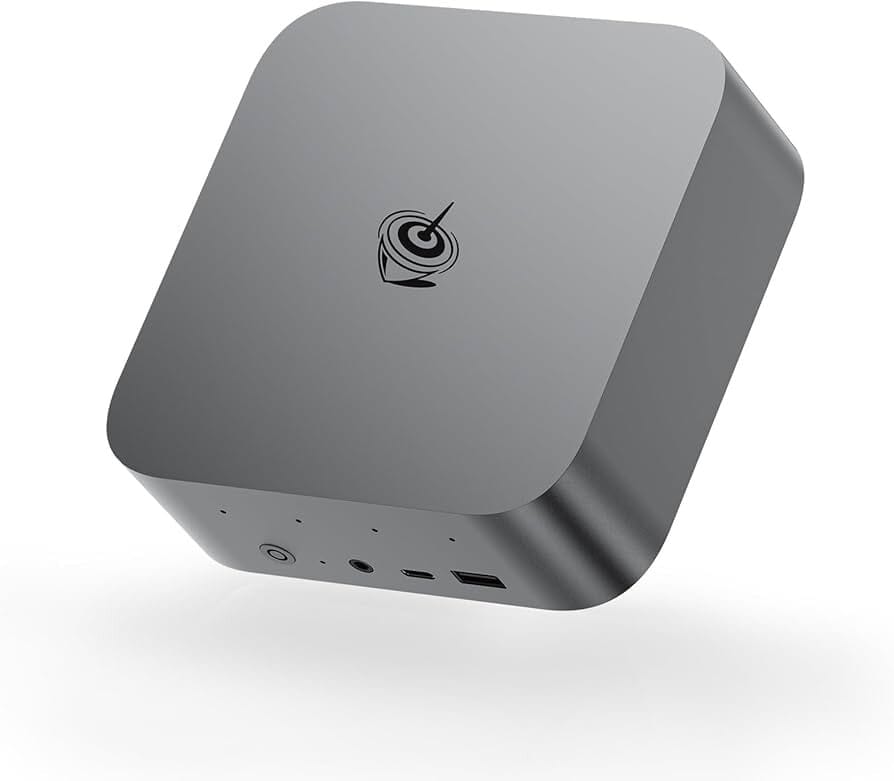 Beelink SER9 mini PC with USB and AUX ports for connectivity, stylish design